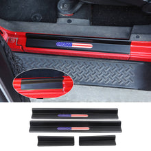 For 2007-2017 Jeep Wrangler JK JKU 2/4Door Sill Threshold Protector Cover Entry Guard Strip Black (American Flag) RT-TCZ