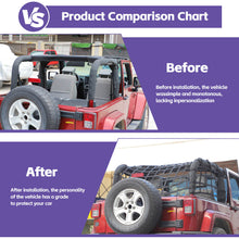 For 2007-2017 Jeep Wrangler JK Roof & Side Cargo Luggage Rack Net 2Door RT-TCZ