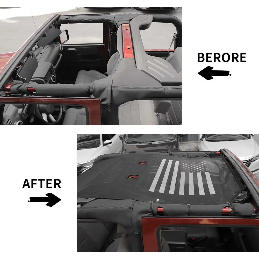 Sunshade Mesh Shade Top Cover Anti-UV For Jeep Wrangler JK Jku 2007 2018 4 Door