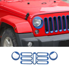 For 2007-2018 Jeep Wrangler JK Front Grille Insert & Angry Eyes Headlight Bezels Trim RT-TCZ