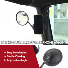 For 2007-2018 Jeep Wrangler JK JKU Door Off Mirrors Rear View Quick Release Mirrors with Phone Holder Mount RT-TCZ
