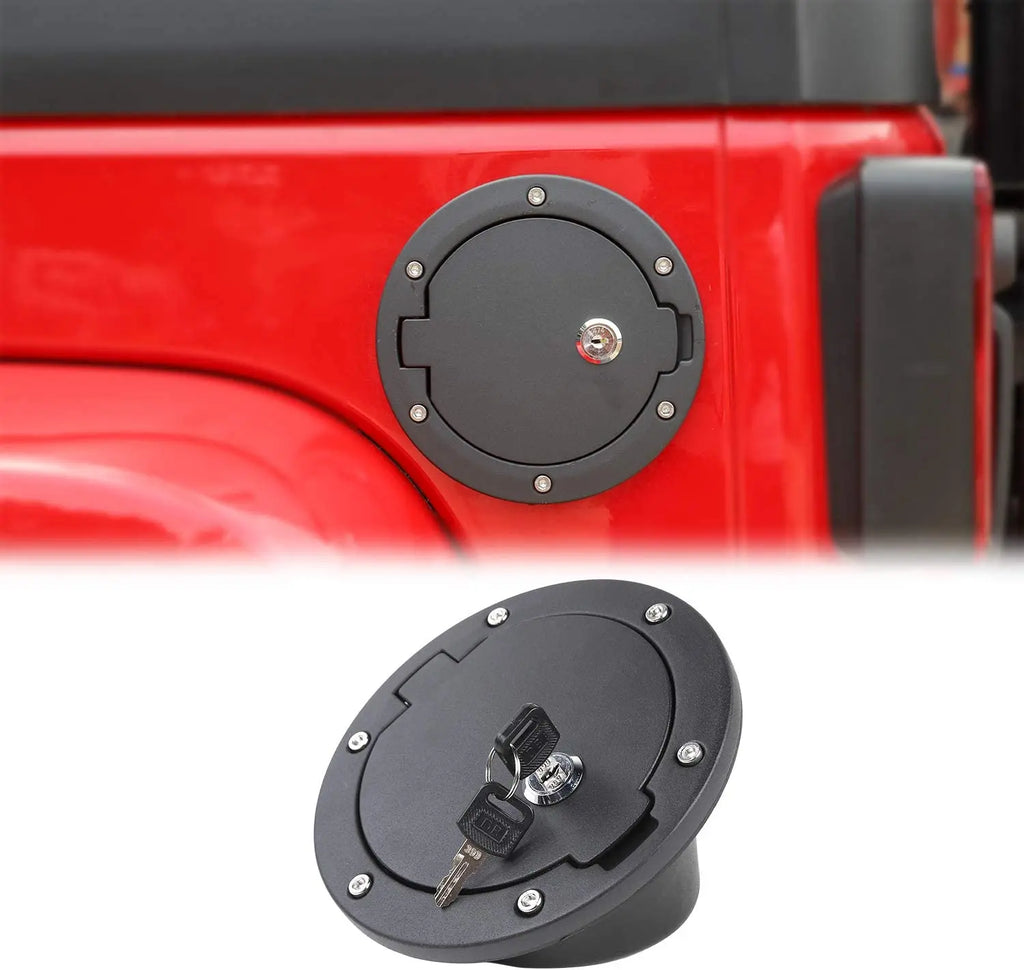 RT-TCZ Locking Gas Cap Cover Fuel Door for 2007-2018 Jeep Wrangler