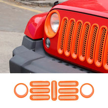 For 2007-2018 Jeep Wrangler JK Upgrade Front Honeycomb Mesh Grille+Front Headlight Inserts Trim Bezels RT-TCZ