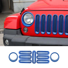 For 2007-2018 Jeep Wrangler JK Upgrade Front Honeycomb Mesh Grille+Front Headlight Inserts Trim Bezels RT-TCZ