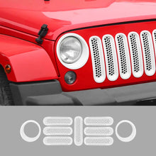 For 2007-2018 Jeep Wrangler JK Upgrade Front Honeycomb Mesh Grille+Front Headlight Inserts Trim Bezels RT-TCZ