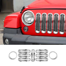 For 2007-2018 Jeep Wrangler JK Upgrade Front Honeycomb Mesh Grille+Front Headlight Inserts Trim Bezels RT-TCZ