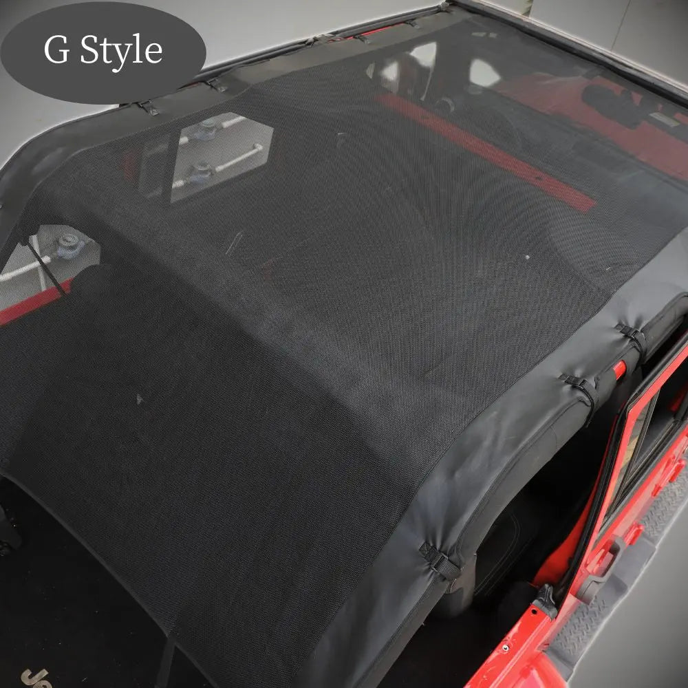 1997-2006 Jeep Accessory RT-TCZ Sunshade Mesh Bikini Top For Jeep Wrangler TJ 1997-2006 - UV Protection No-Drill Installation Jeep Sunroof Shade
