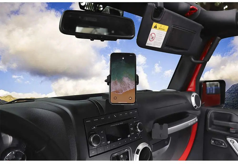 Dashboard Storage Box Tray & Phone Holder Mount For 2011-2017 Jeep Wrangler JK/JKU
