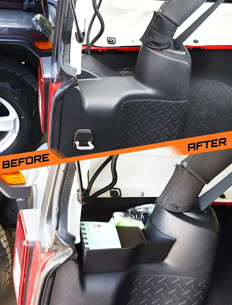 Wheel Well Side Storage Bags Compatible With For 2007 2018 Jeep Wrangler Jk Jku Unlimited 4 Door 2010 2011 2012 2013 2014 2015 2016 2017 Rear Trunk Grab Handles Cargo Organizer Storage Bag