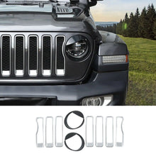 For 2018-2023 Jeep Wrangler JL Premium Edition Front Grille Inserts & Angry Eyes Style Headlight Bezels Trim(Premium Edition) RT-TCZ