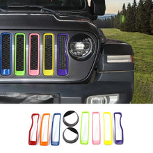 For 2018-2023 Jeep Wrangler JL Premium Edition Front Grille Inserts & Angry Eyes Style Headlight Bezels Trim(Premium Edition) RT-TCZ