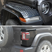 For 2018+ Jeep Wrangler JL Front Wheel Eyebrow Angle & Tail Light  Angle Trim Guards Black RT-TCZ