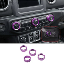 For 2018+ Jeep Wrangler JL JLU & Gladiator JT A/C & Headlight Switch Knob Trim – Aluminum Alloy Accent Rings Style A/B/C RT-TCZ