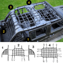 For 2018+ Jeep Wrangler JLU 4 Door Mesh Roof Top Net Restraint Protective Cargo Net Trunk Net 4 pcs RT-TCZ