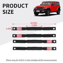 For 2024+ Jeep Wrangler JL/Gladiator JT 4 x Roll Bar Roof Top Paracord Grab Handles Grip US Flag 4-Door RT-TCZ