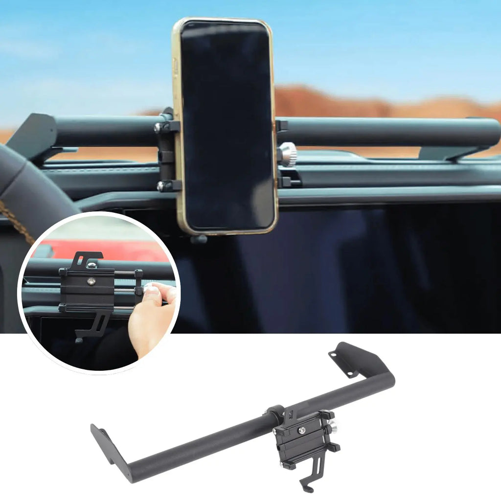 SAVADICAR Phone Holder Dash Mount For 2024 Jeep Wrangler JL JT – Black Aluminum Dash Mount Bracket