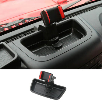 For 2012-2017 Jeep Wrangler JK JKU Multi-Mount Dash Phone Holder & Storage Box Black