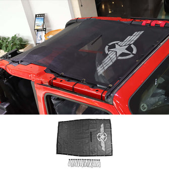 For Jeep Wrangler 2018+ JL JLU 2 Door Mesh Shade Top Cover UV Protection Polyester Durable Sun Shade Long Size