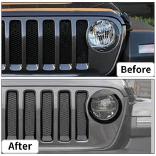 For 2018-2023 Jeep Wrangler JL JLU & Gladiator JT Front Grille Inserts & Angry Eyes Headlight Cover Trim RT-TCZ