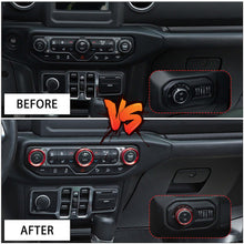 For 2018+ Jeep Wrangler JL JLU & 2020+ Gladiator JT Air Conditioner & Headlight Switch Knob Trim Aluminum Alloy RT-TCZ