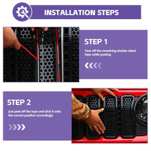 For 2024+ Jeep Wrangler JL/Gladiator JT Upgrade Front Honeycomb Mesh Grille+Front Headlight Cover+Center Mesh Trim Piece Mesh Grille RT-TCZ