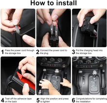 For 2011-2017 Jeep Wrangler JK JKU Interior Gear Shift Tray Organizer ABS Gear Shift Storage Box with USB Charger Socket, Black RT-TCZ