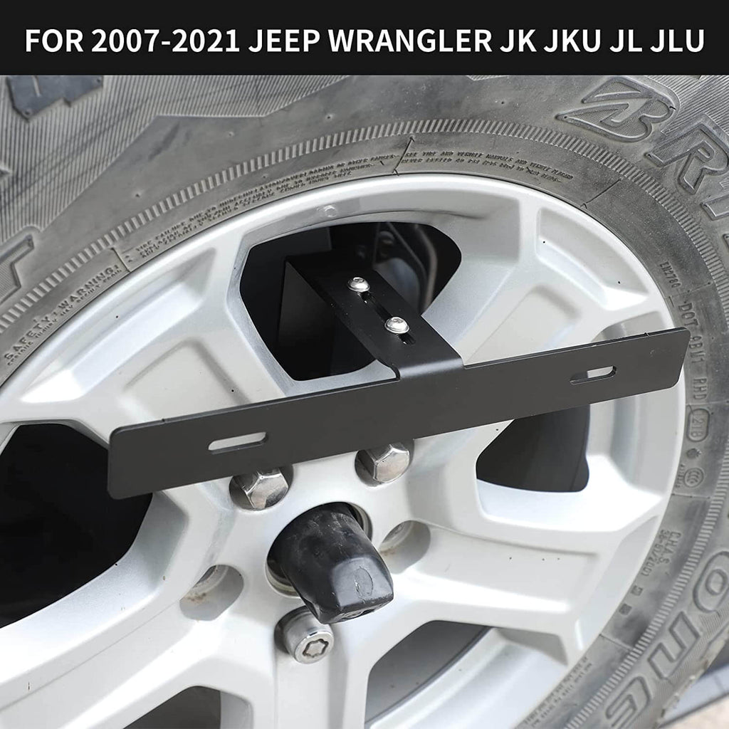 RT-TCZ Spare Tire License Plate Relocation Bracket Holder for Jeep Wrangler  JK JKU JL JLU 2007-2022, Black