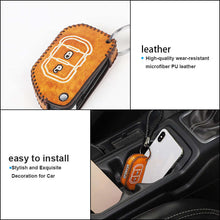 For 2018+ Jeep Wrangler JL Leather Car Remote Key Fob Case Holder Cover RT-TCZ