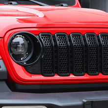 For 2024+ Jeep Wrangler JL/Gladiator JT Upgrade Front Honeycomb Mesh Grille+Front Headlight Cover+Center Mesh Trim Piece Mesh Grille RT-TCZ