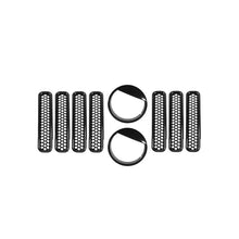 For 1997-2006 Jeep Wrangler TJ Grill Inserts Mesh Headlight Bezels Angry Eyes Trim RT-TCZ
