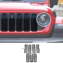 For 2024+ Jeep Wrangler JL/Gladiator JT Upgrade Front Honeycomb Mesh Grille with Camera Inserts Trim RT-TCZ