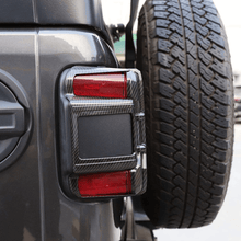 For 2018-2020 Jeep Wrangler JL JLU Taillight Guards Protectors Cover Trim, Applicable LED Light, Carbon Fiber RT-TCZ