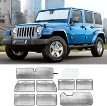 For 2007-2017 Jeep Wrangler JK JKU, 8PCs Heat Insulation Sun Shade Windshield Sunshade Sunscreen Visor RT-TCZ