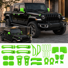 For 2020+ Jeep Gladiator JT 4-Door – 25PCS Exterior Full Set Trim Kit - Hood, Door, Hinge & Handle Mirrior Cover RT-TCZ