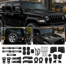 For 2018+ Jeep Wrangler JL 4-Door – 31PCS Exterior Hood, Door, Tailgate Hinge & Handle Trim Cover Kit RT-TCZ