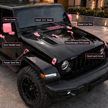 For 2018+ Jeep Wrangler JL 4-Door – 31PCS Exterior Full Set Trim Kit - Hood, Door, Tailgate Hinge & Handle Mirrior Cover RT-TCZ