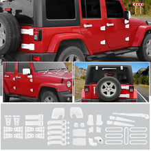 For 2007-2018 Jeep Wrangler JK 4 Door 71 x Car Door, Wiper, Hood , Rearview Mirror & Tow Hook Decoration Cover Kit—Exterior Trim Kit RT-TCZ