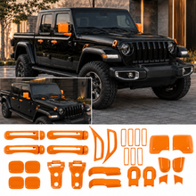 For 2020+ Jeep Gladiator JT 4-Door – 25PCS Exterior Full Set Trim Kit - Hood, Door, Hinge & Handle Mirrior Cover RT-TCZ