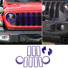 For 2024+ Jeep Wrangler JL & Gladiator JT Exterior Front Grille Inserts Headlight Trim Ring & Tow Hook Protective Cover (11 pcs) RT-TCZ