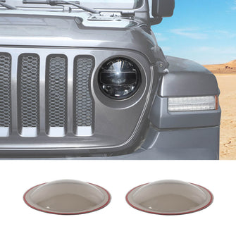 For Jeep Wrangler JL JT 2018+ Front Headlight Lamp Cover Decor Trim Smoked Black