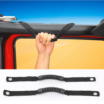 For 2024+ Jeep Wrangler JL/Gladiator JT 2 x Roll Bar Grab Handles Roof Top Paracord for Secure Grip, Essential Interior Accessories RT-TCZ