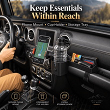 For 2018-2023 Jeep Wrangler JL JLU & Gladiator JT Passenger Co-Pilot Grab Bar Phone Mount Drink Cup Storage Tray RT-TCZ