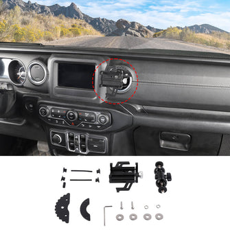 For 2018+ Jeep Wrangler JL/JT Aluminum Air Conditioning Tuyere Mobile Phone Holder Black RT-TCZ