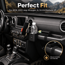 For 2018-2023 Jeep Wrangler JL JLU & Gladiator JT Passenger Co-Pilot Grab Bar Phone Mount Drink Cup Storage Tray RT-TCZ