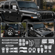 For 2018+ Jeep Wrangler JL 4-Door – 31PCS Exterior Hood, Door, Tailgate Hinge & Handle Trim Cover Kit RT-TCZ