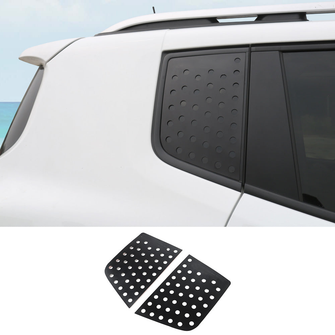 For 2016-2019 Jeep Renegade Rear Triangle Glass Decor Cover Aluminum Alloy Panel (Black) RT-TCZ