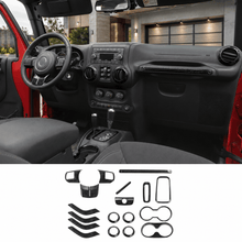 For 2011–2018 Jeep Wrangler JKU 4-Door 18PCS Interior Trim Kit – Dashboard & Center Console Decoration Cover RT-TCZ
