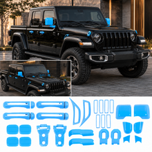 For 2020+ Jeep Gladiator JT 4-Door – 25PCS Exterior Full Set Trim Kit - Hood, Door, Hinge & Handle Mirrior Cover RT-TCZ