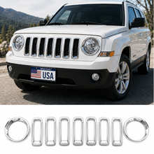 For 2011-2017 Jeep Patriot Headlight Grille Inserts Cover Frame Trim ABS 9pcs RT-TCZ