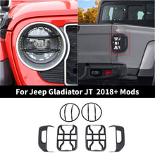 For 2018+ Jeep Gladiator JT Car Rear Halogen Lamp Taillight & Front Headlight Decor Cover Trim Kit (6 pcs) RT-TCZ
